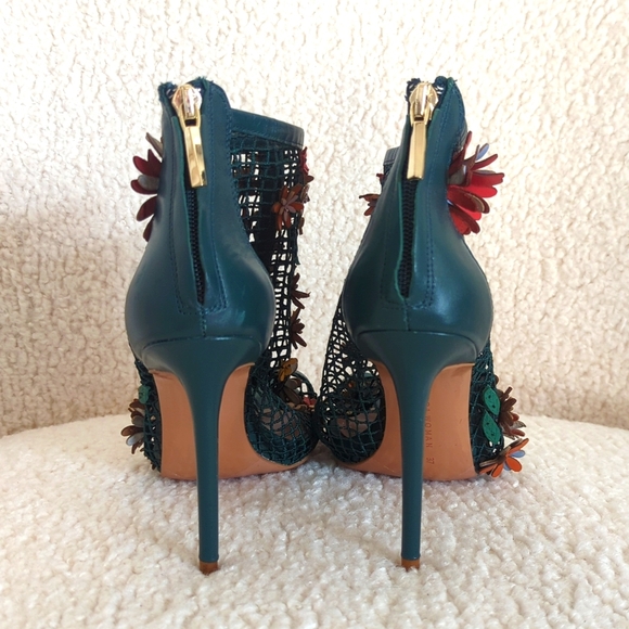 Zara Green Colorful Floral Mesh Heeled Bootie - Picture 7 of 11